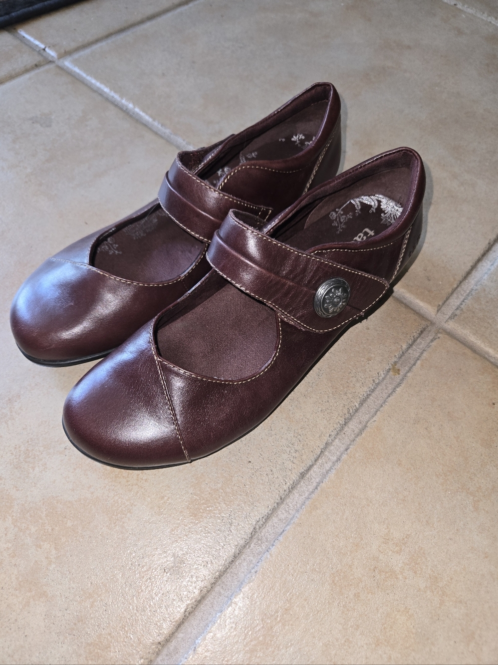 Taos Footwear Burgundy Leather Mary Jane Majesty Low Heel Button Strap Shoes 8.5 - Picture 4 of 13